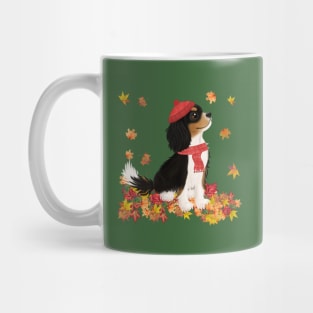 Tri-Color Cavalier King Charles Spaniel in Fall Leaves - Unique Cavalier Gift Mug